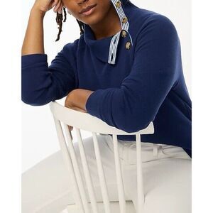 J. CREW Factory Women’s Blue Wide Button Collar Blouse NWT XS Extra Small Soft